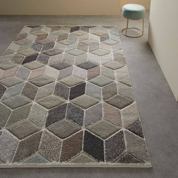 Gio 22001J Geometric Carved Cube Rug in Multi - Multi